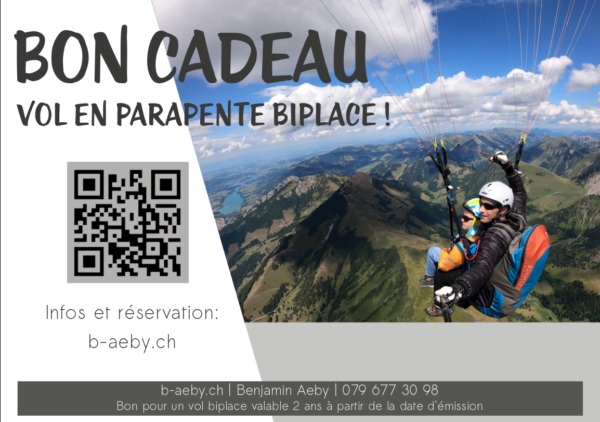 Bon cadeau vol parapente biplace